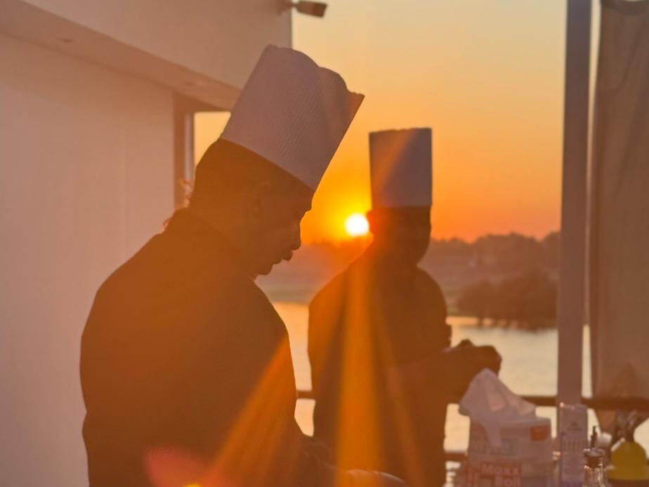 Sunset in the galley