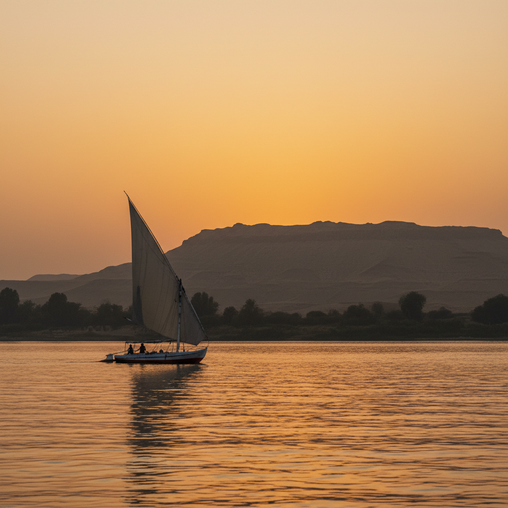 Felucca sail at sunset