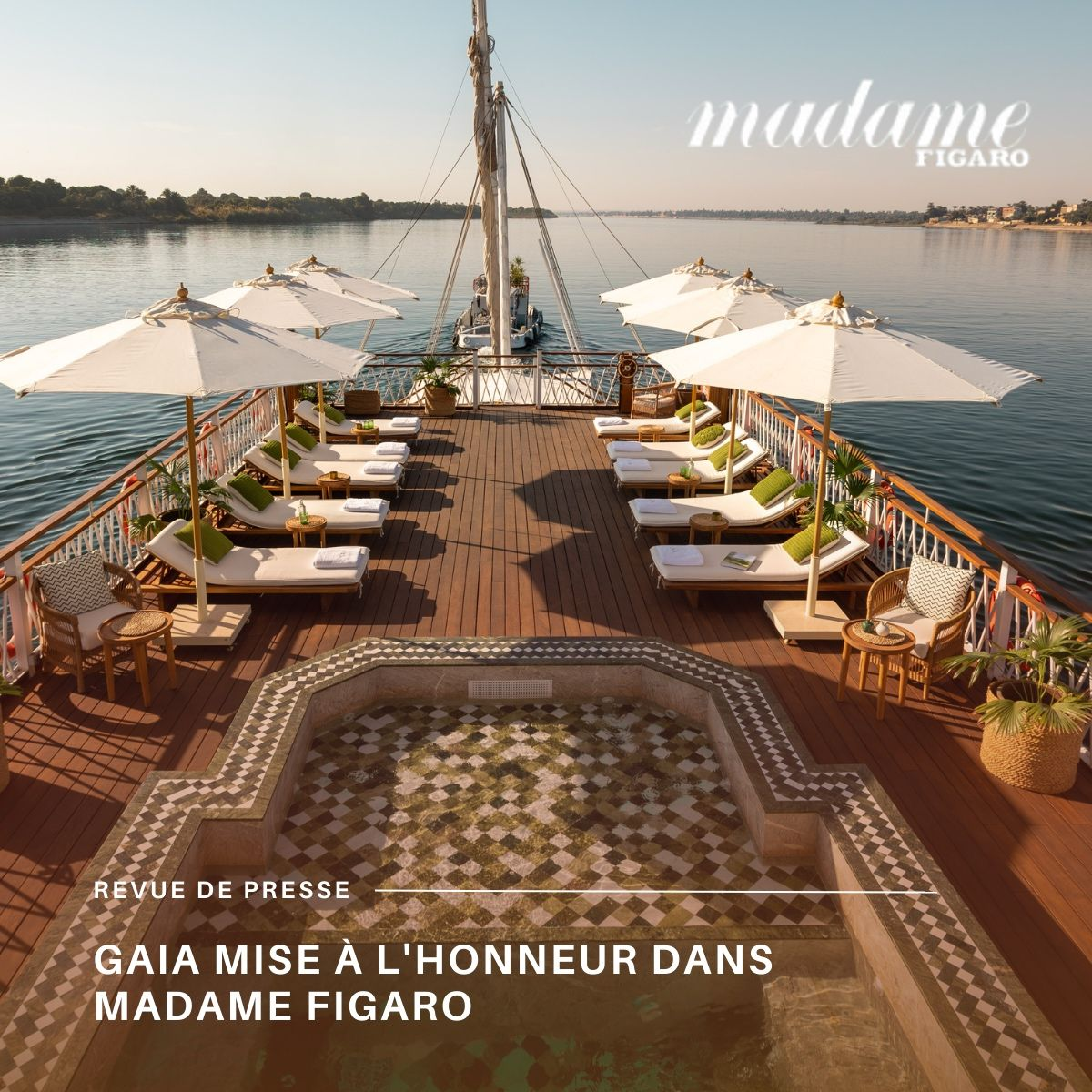 Madame Figaro — Along the Nile aboard the Dahabiya Gaïa