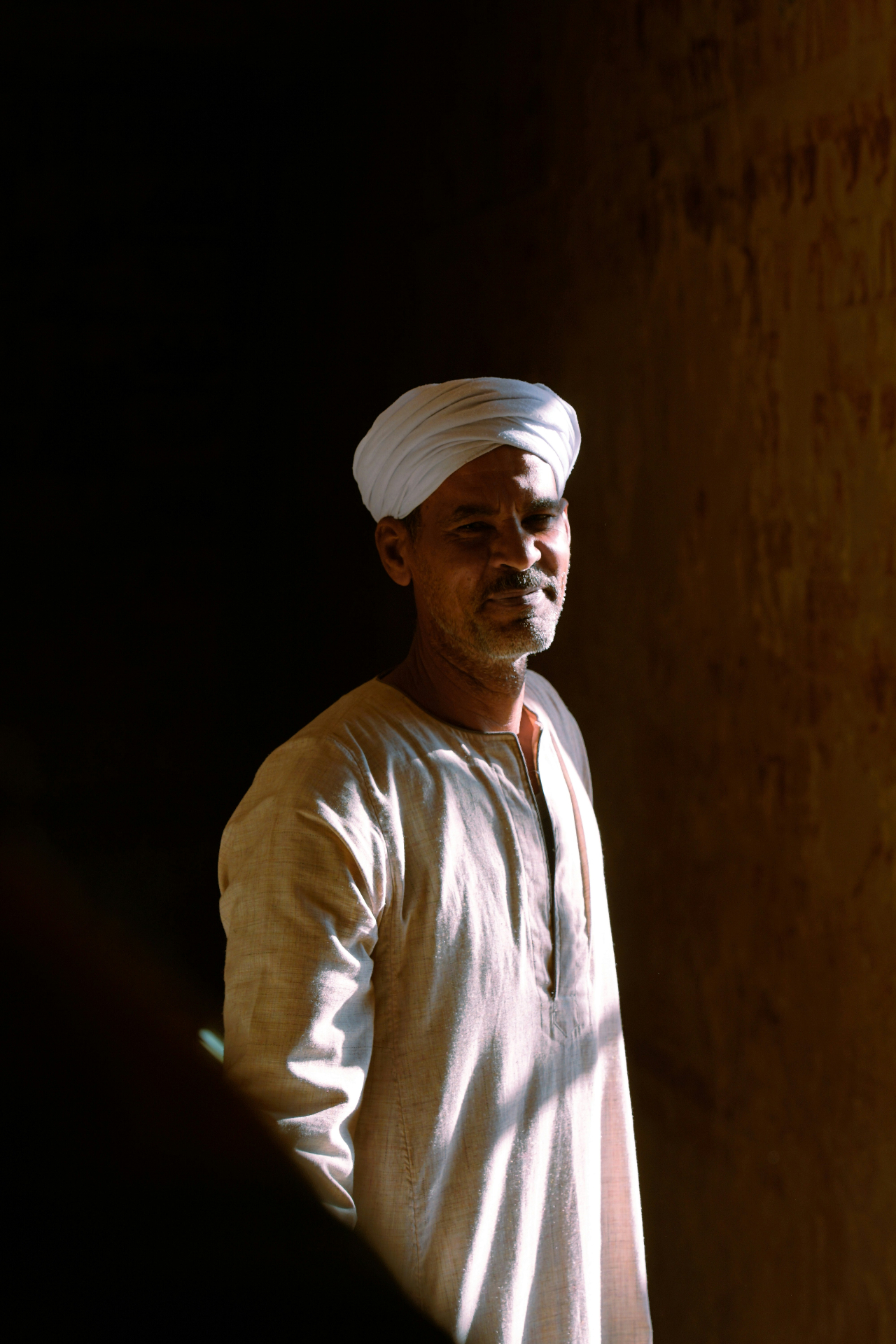 A guardian, in temple light